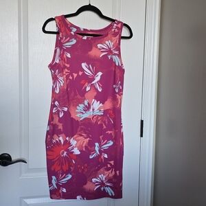 Columbia Dress Women's SM P Pink Floral Sleeveless Sundress Tank Pockets Travel